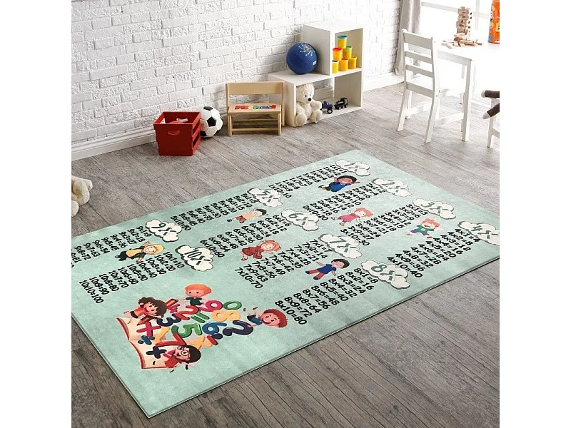 Tapis chambre enfant 100x160 cm Polyester Multiplication Vert