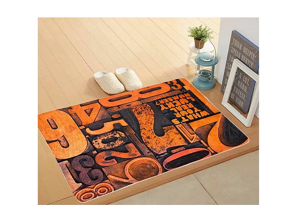 Tapis chambre enfant 80x150 cm Polyester Number Orange