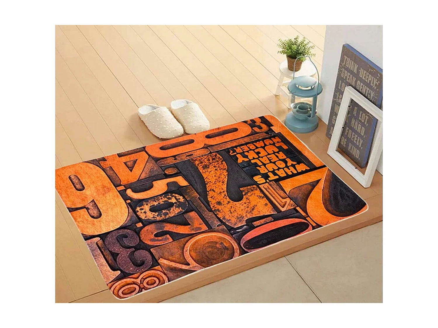 Tapis chambre enfant 80x150 cm Polyester Number Orange