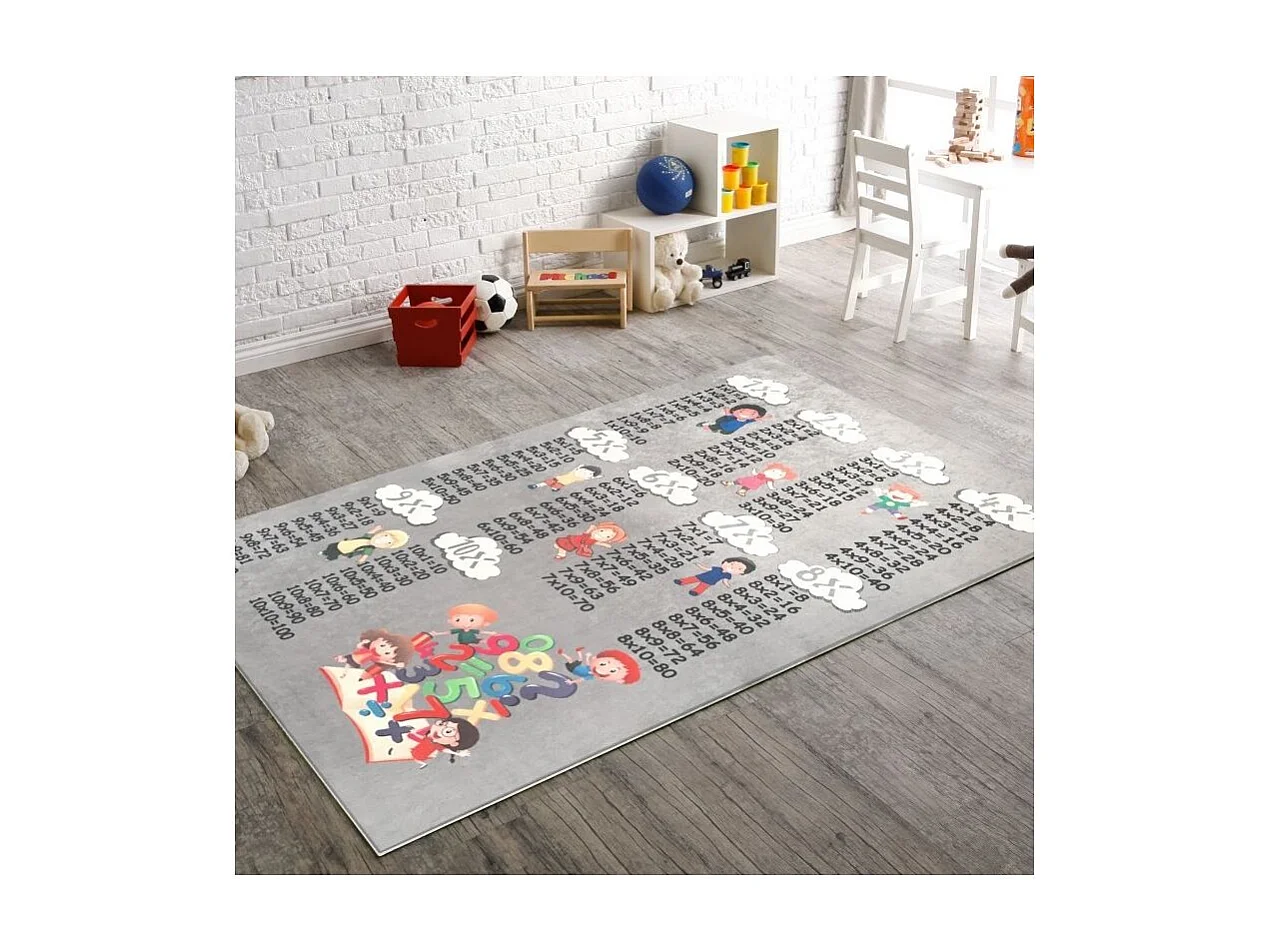Tapis chambre enfant 100x160 cm Polyester Multiplication Argenté
