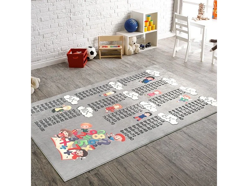 Tapis chambre enfant 100x160 cm Polyester Multiplication Argenté