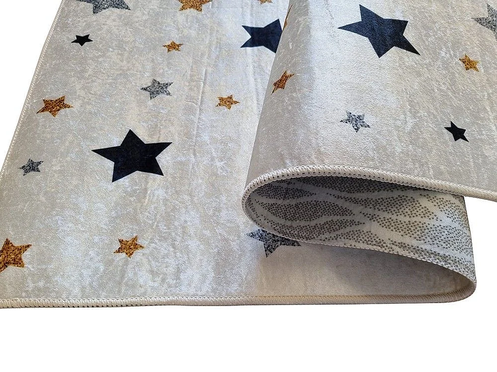 Tapis chambre enfant 120x160 cm Polyester Etoile Ecru