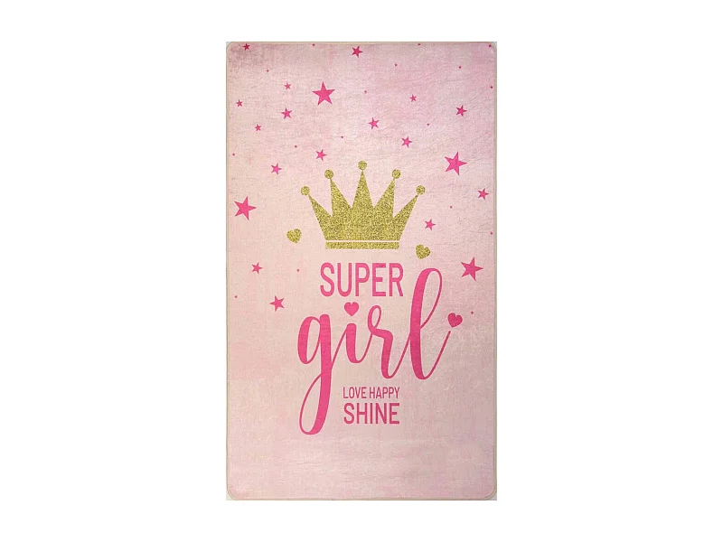 Tappeto camera bambino Super Girl 80x150 cm in morbido e resistente poliestere con caratteristiche antiscivolo