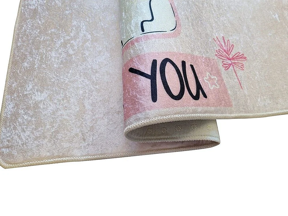 Tapis chambre enfant 100x160 cm Polyester Calin Rose