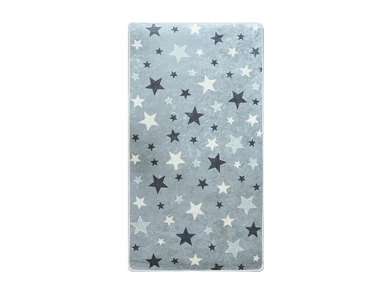 Tapis chambre enfant 80x150 cm Polyester Etoile Gris
