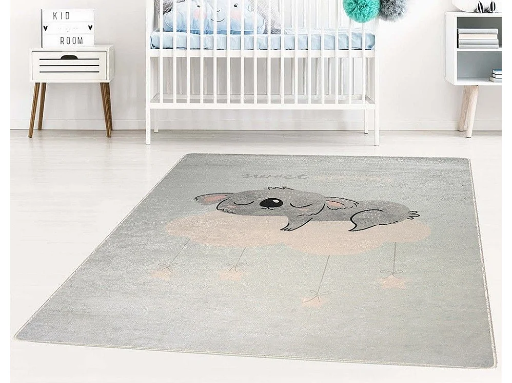 Tapis chambre enfant 80x150 cm Polyester Sweatdr Bleu