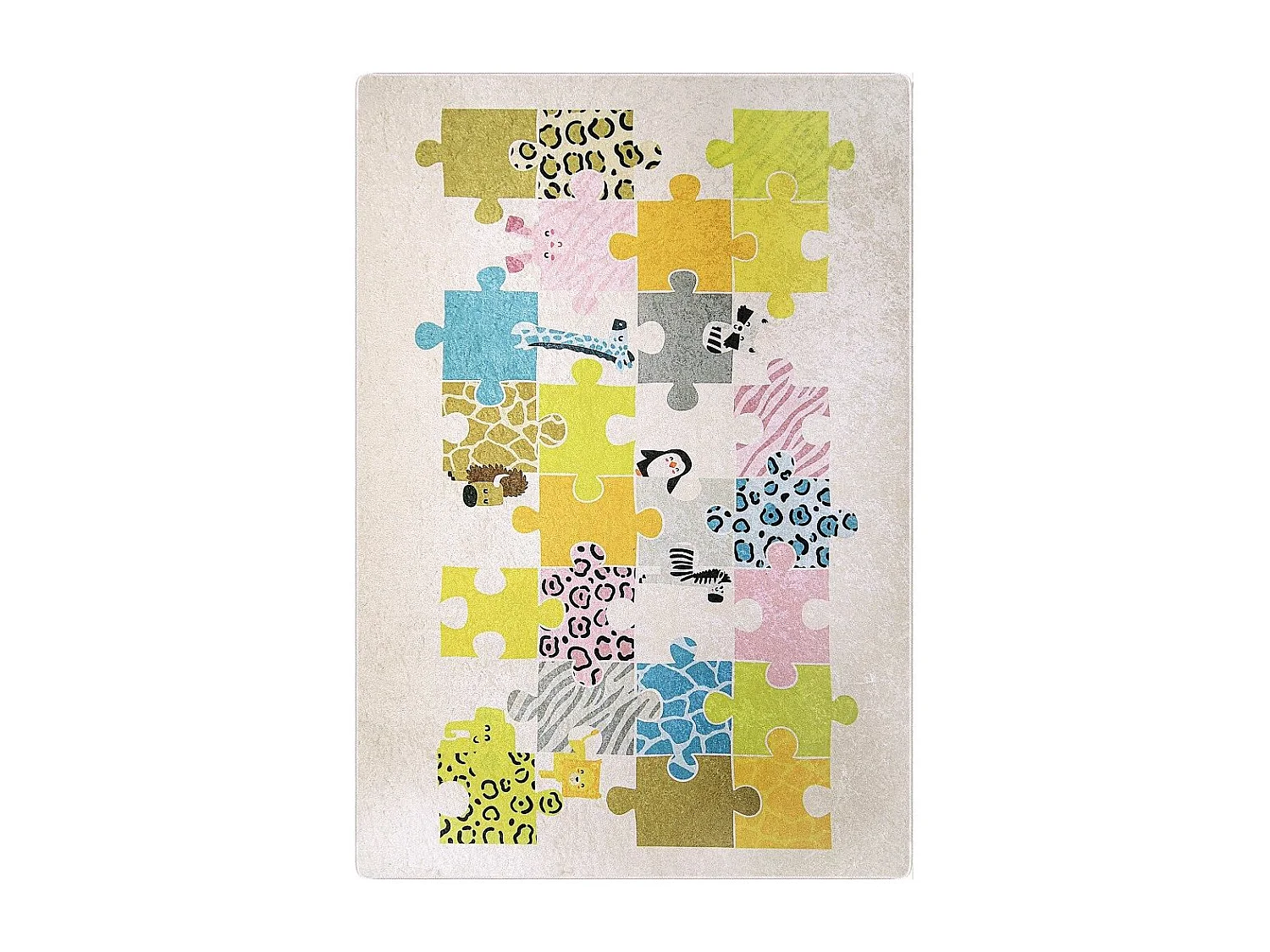 Tapete Puzzle Bege para quarto infantil em poliéster 80x150 cm