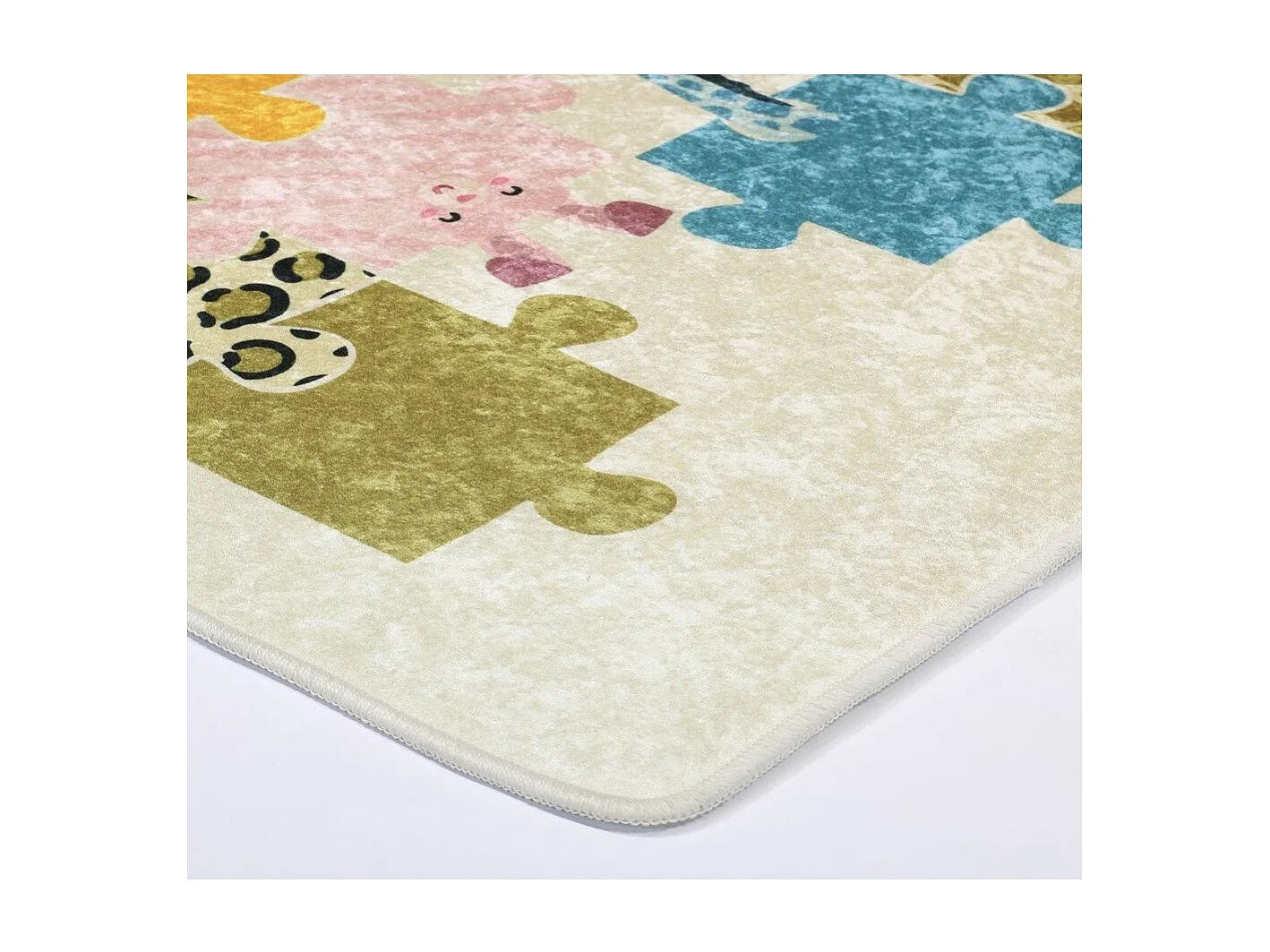 Tapete Puzzle Bege para quarto infantil em poliéster 80x150 cm