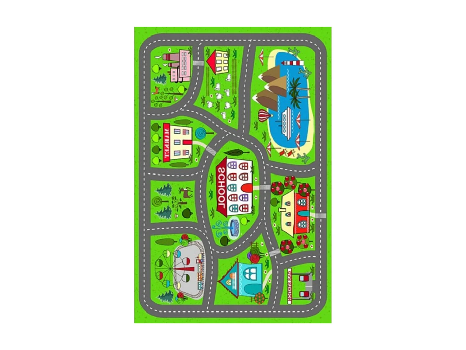 Tapis chambre enfant 80x150 cm Polyester Circuit Villa