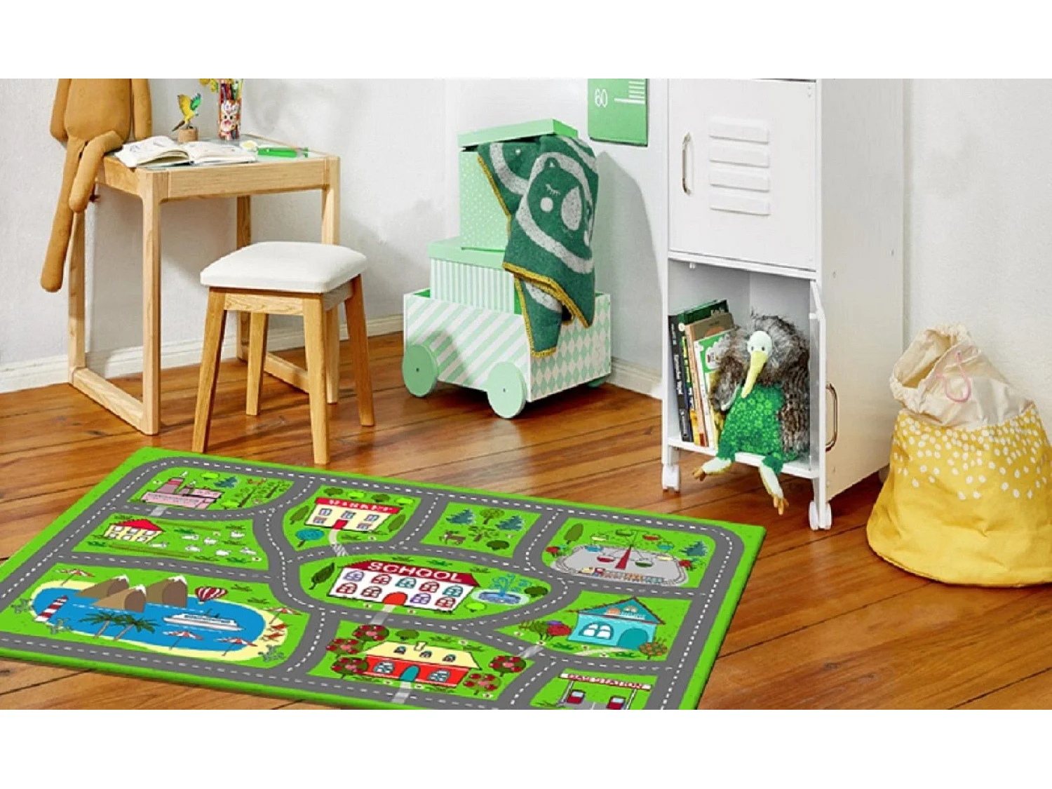 Tapis chambre enfant 80x150 cm Polyester Circuit Villa