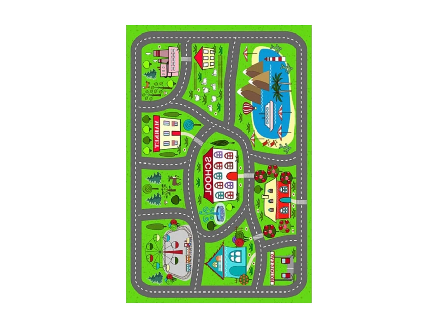 Tapis chambre enfant 80x150 cm Polyester Circuit Villa