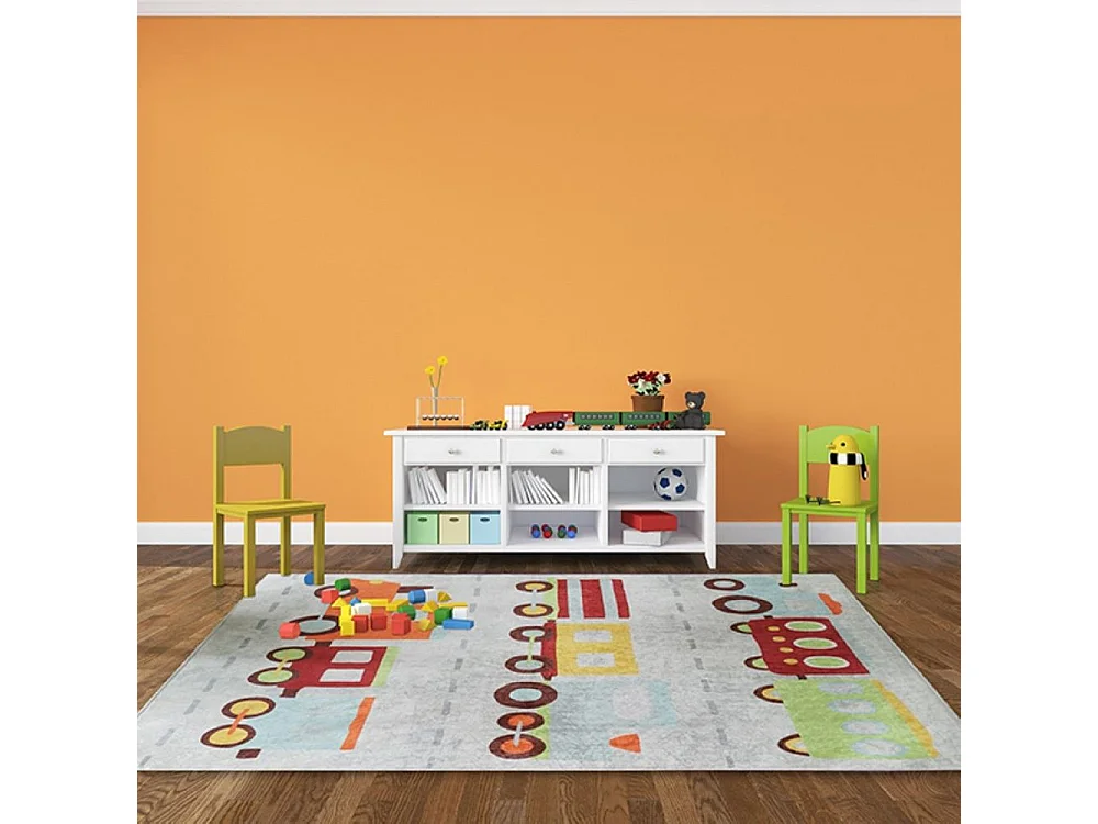 Tapis chambre enfant 80x150 cm Polyester Train
