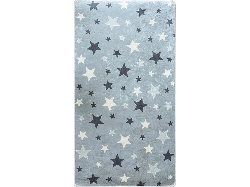 Tapis chambre enfant 100x150 cm Polyester Etoile Gris