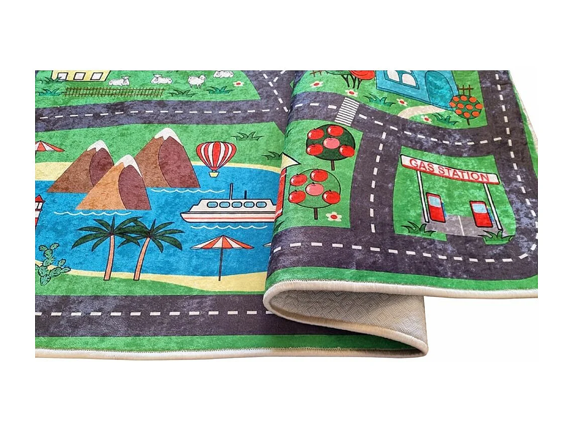 Tapis chambre enfant 100x160 cm Polyester Circuit Villa