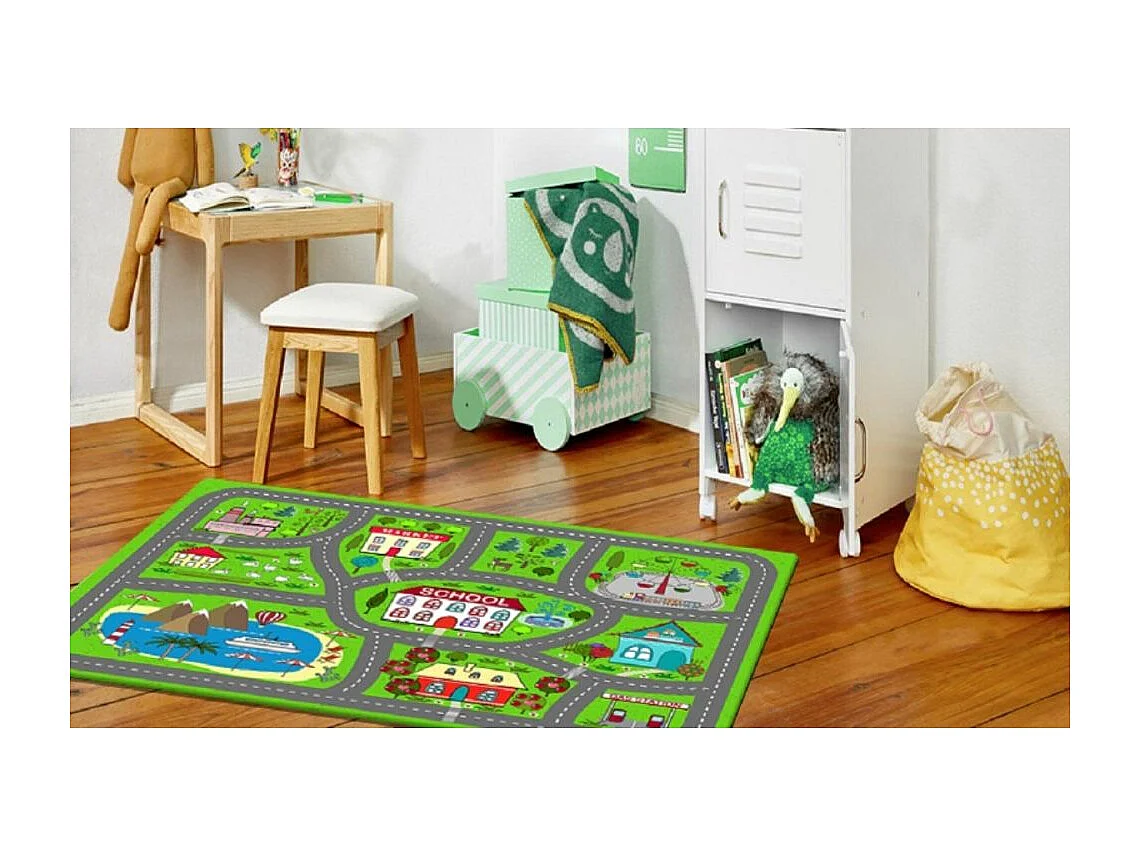 Tapis chambre enfant 100x160 cm Polyester Circuit Villa