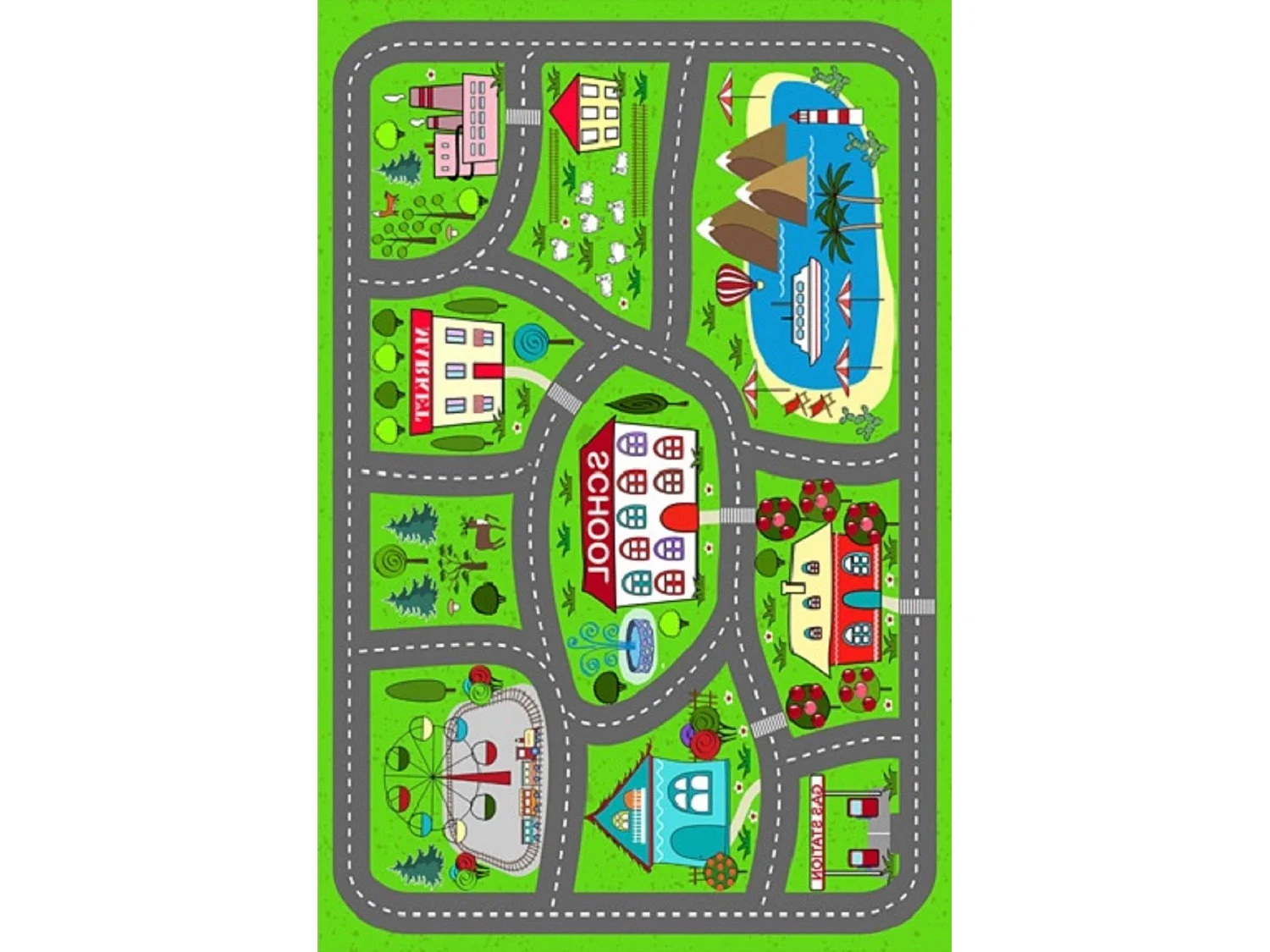 Tapis chambre enfant 100x160 cm Polyester Circuit Villa