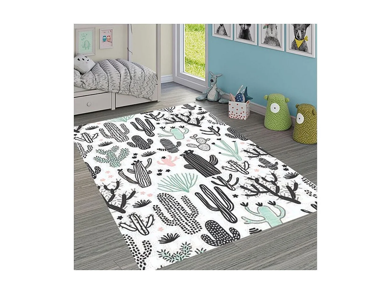 Tapis chambre enfant 80x150 cm Polyester Cactus