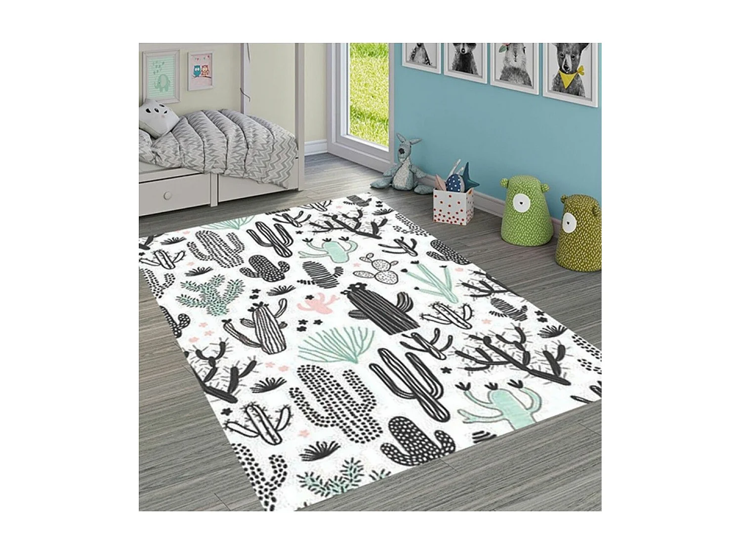 Tapis chambre enfant 80x150 cm Polyester Cactus