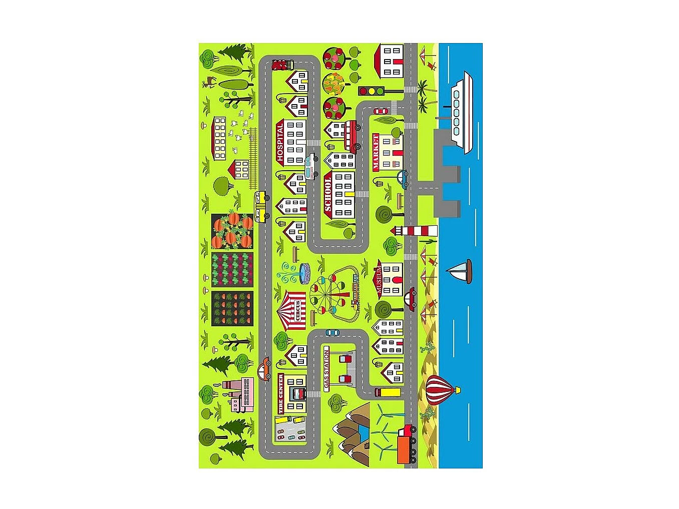 Tapis chambre enfant 80x150 cm Polyester Circuit Multi