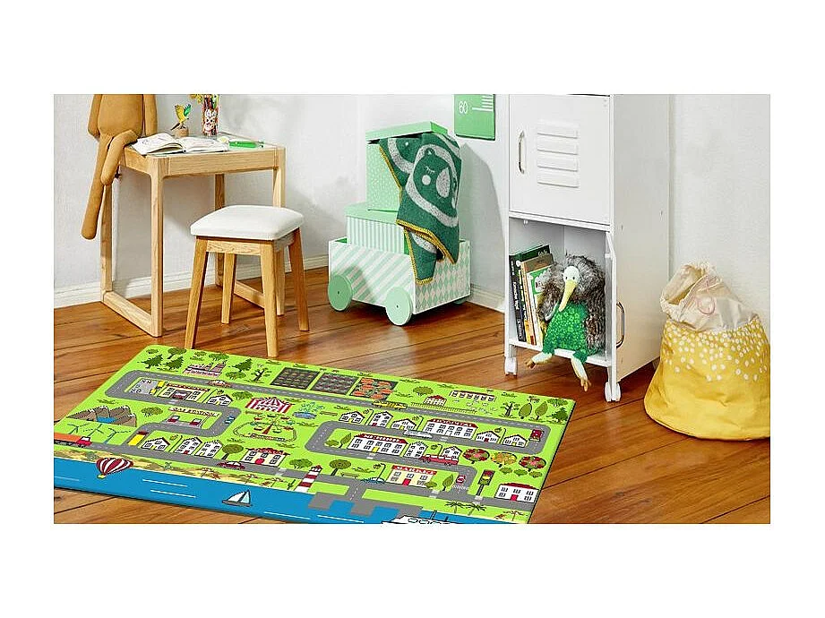 Tapis chambre enfant 80x150 cm Polyester Circuit Multi