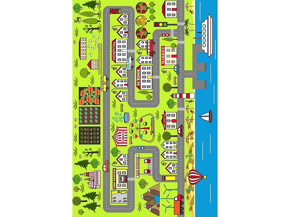 Tapis chambre enfant 80x150 cm Polyester Circuit Multi