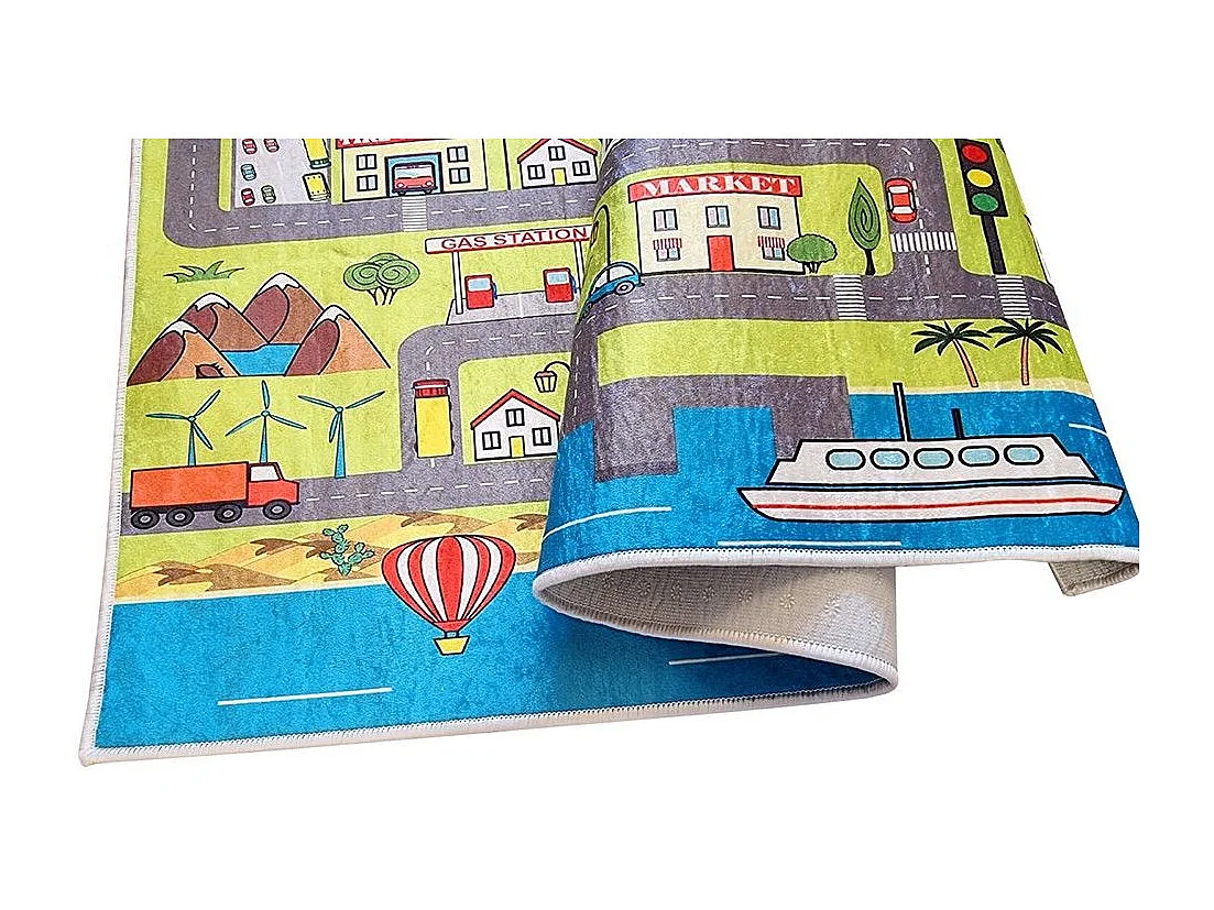 Tapis chambre enfant 80x150 cm Polyester Circuit Multi