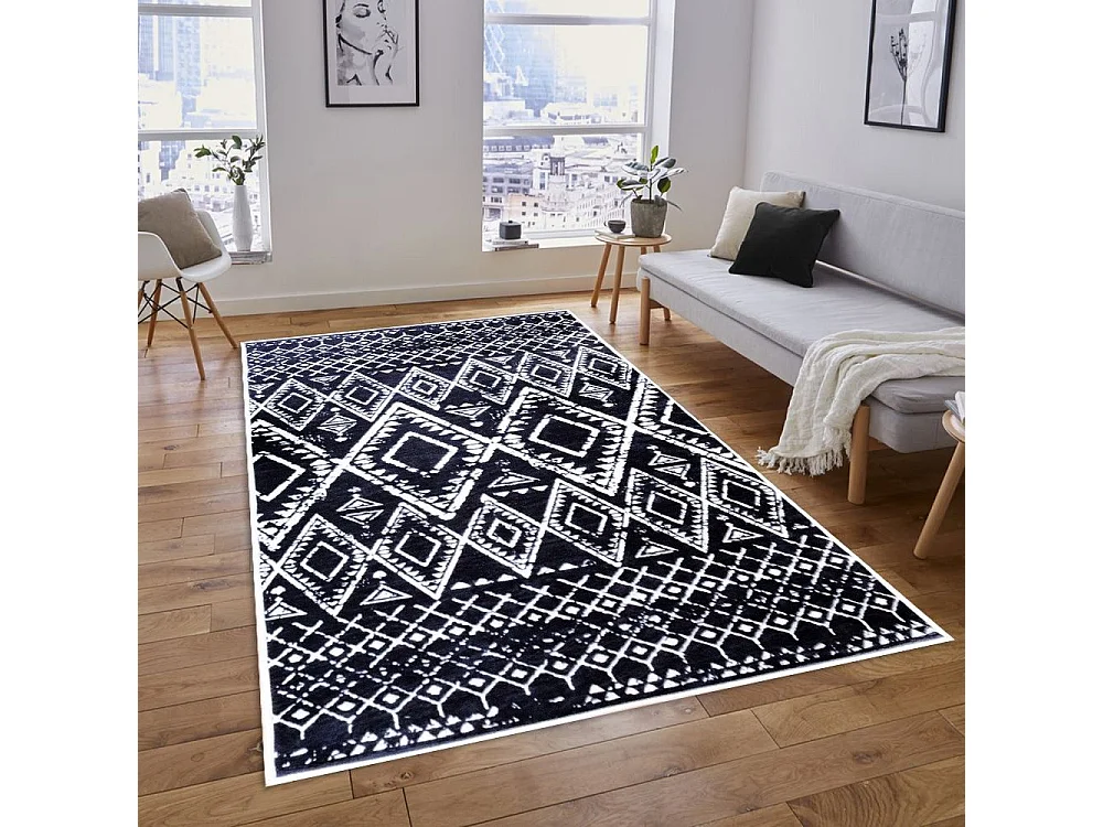 Tapis de salon 200x290 cm Polyester Berbere Gris