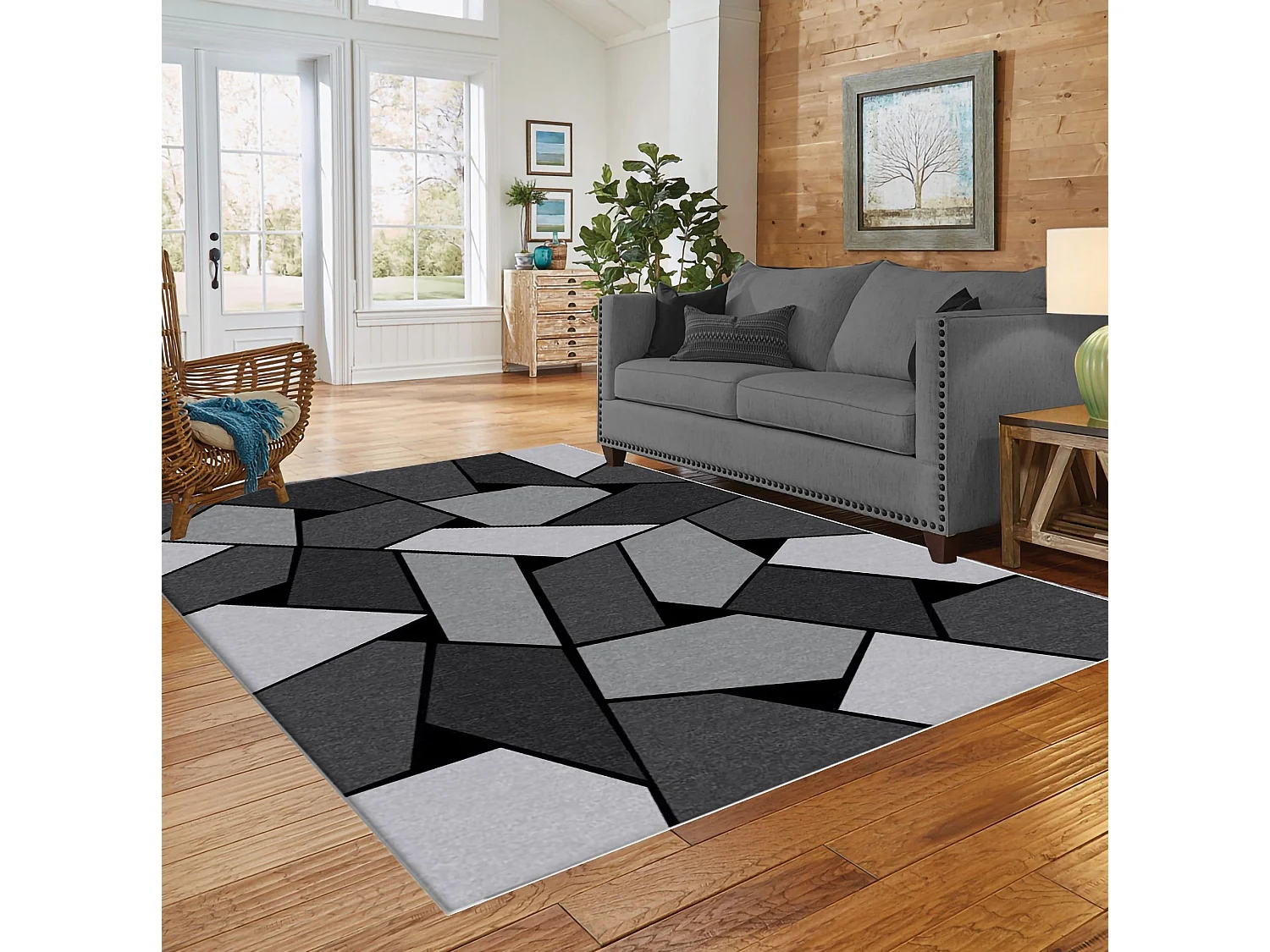 Tapis de salon 160x230 cm Polyester Geometrique