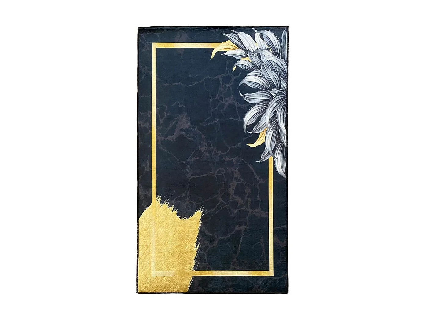 Tapis de salon 120x180 cm Polyester Feuille Noir