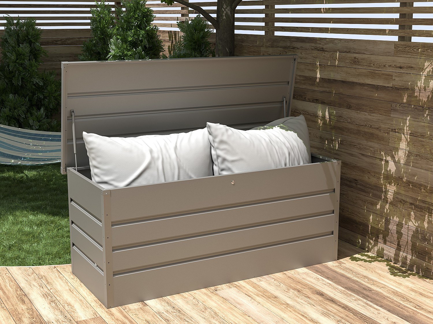 Vente-unique Aufbewahrungsbox Für Den Garten Aus Grauem Verzinktem Stahl - 750 L - Tomaso
