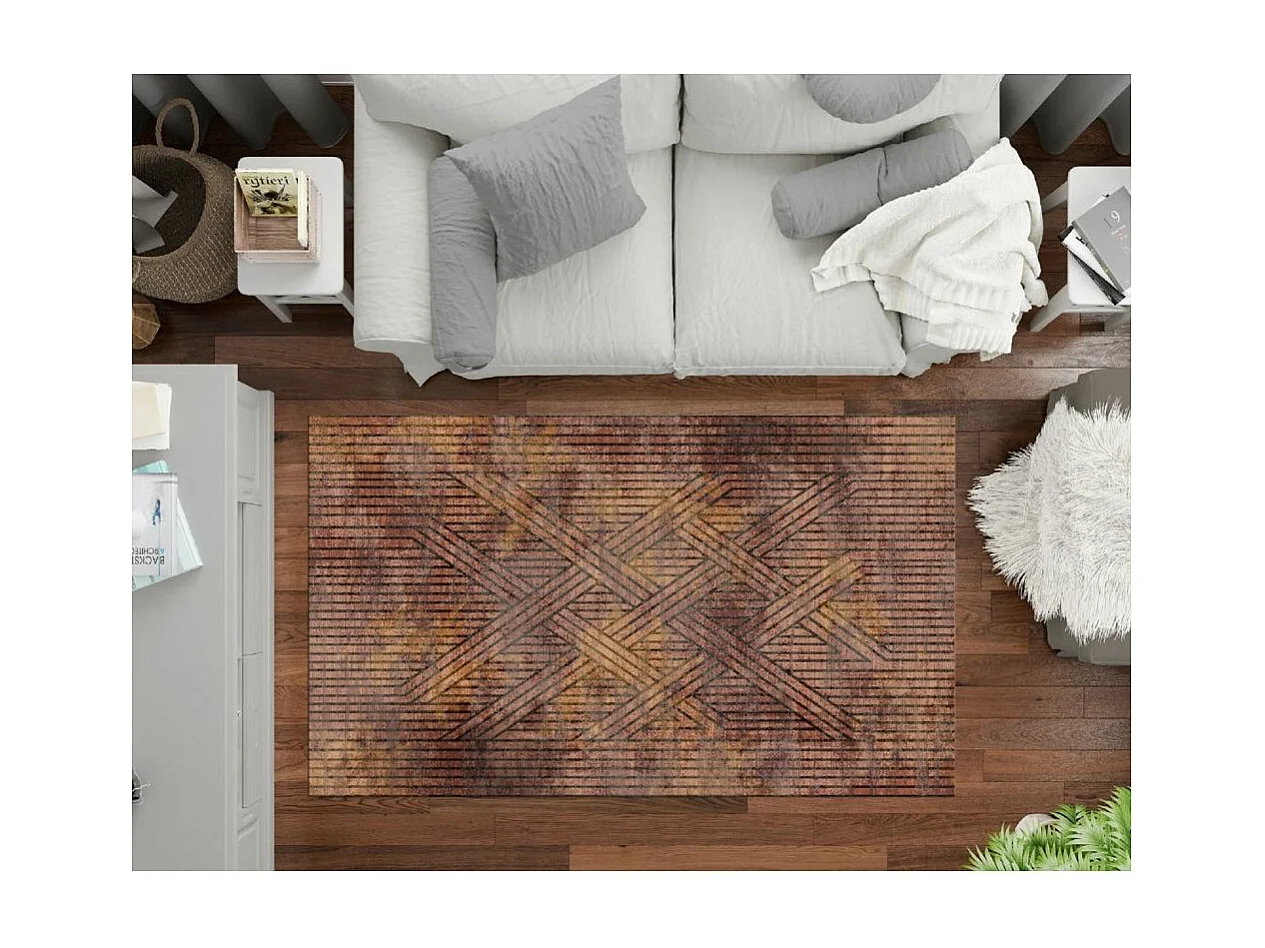 Tapis de salon 80x150 cm Polycoton Fisun Orange