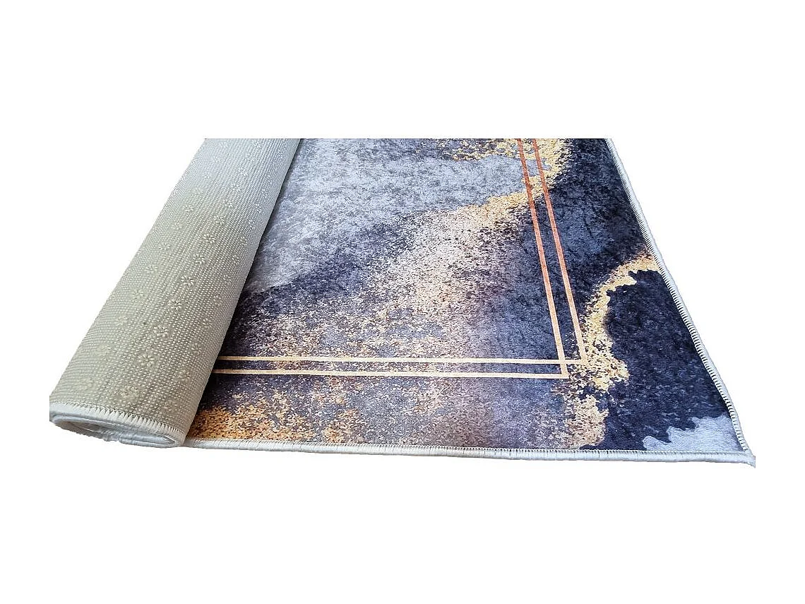 Tapis de salon 160x230 cm Polyester Gold Blanc