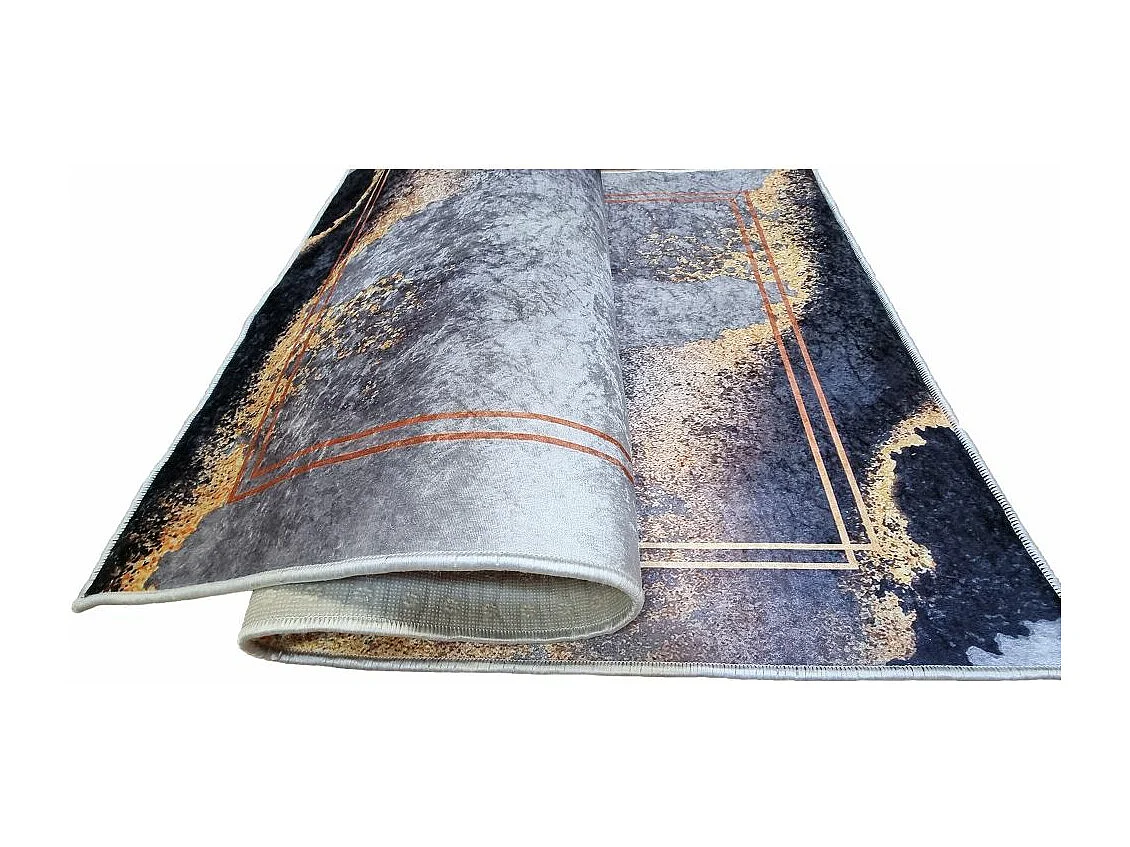 Tapis de salon 160x230 cm Polyester Gold Blanc