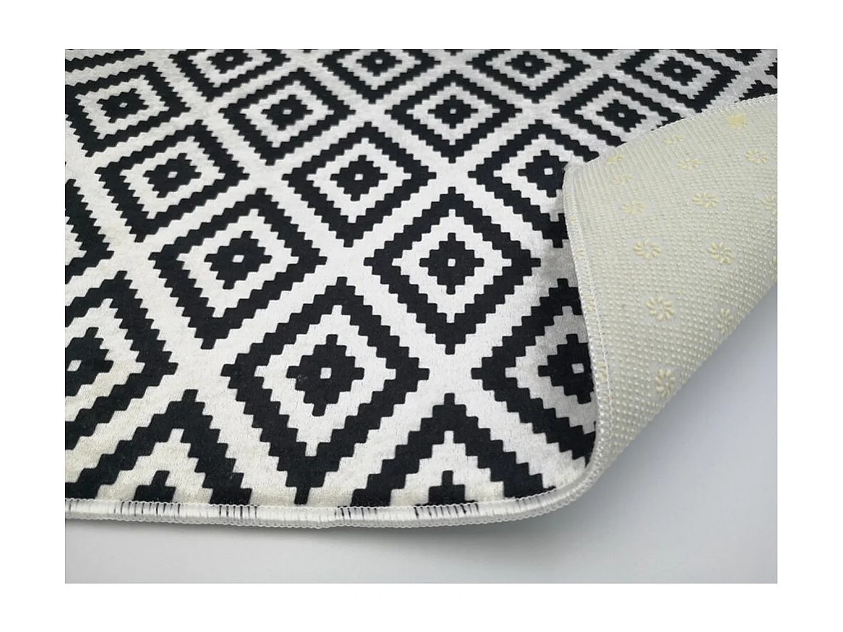 Tapis de salon 80x150 cm Polyester Black And White