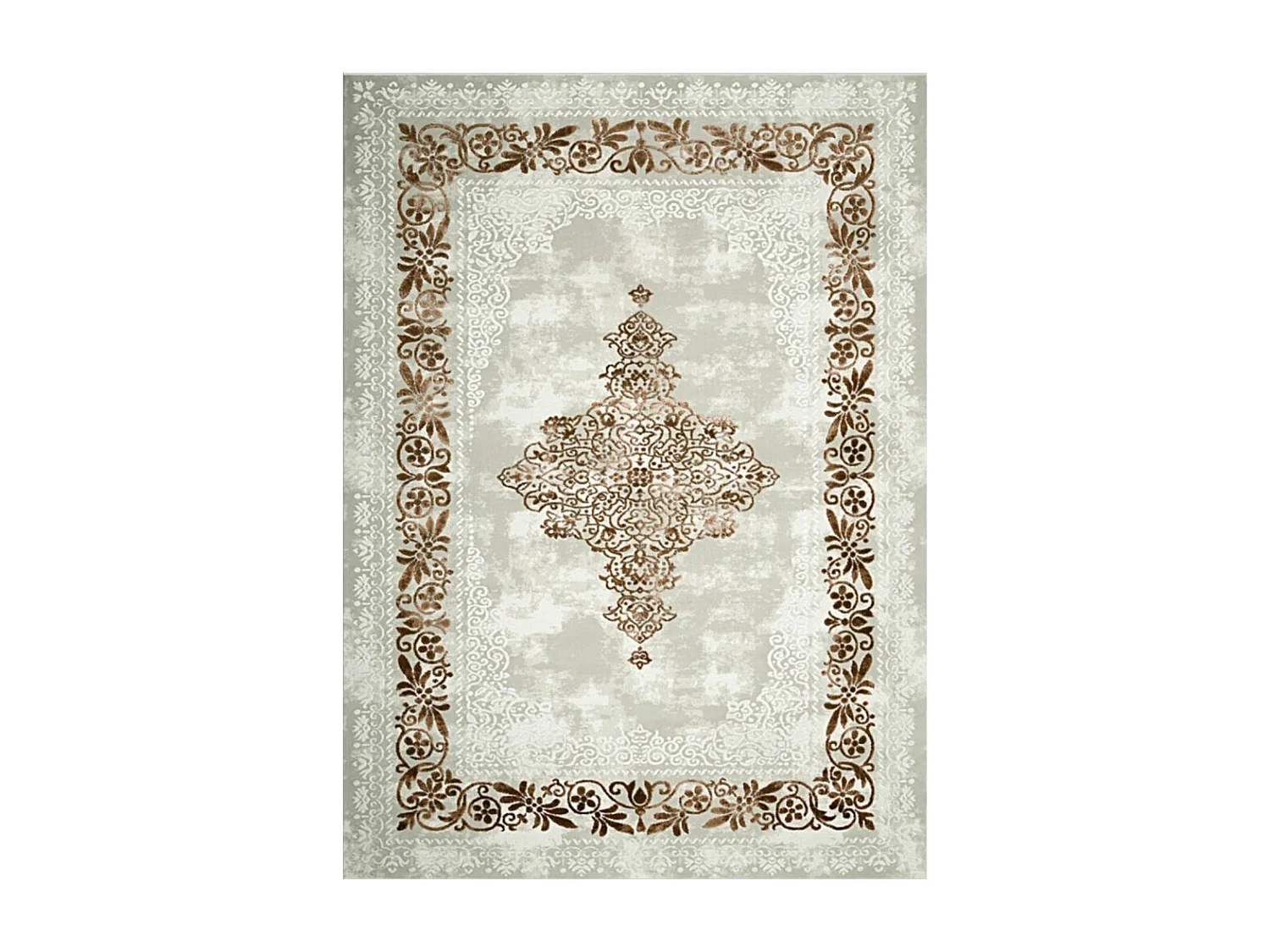 Tapis de salon 80x150 cm Polyester Baroque Beige