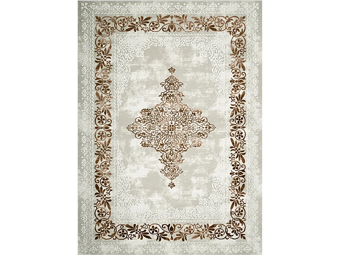 Tapis de salon 80x150 cm Polyester Baroque Beige
