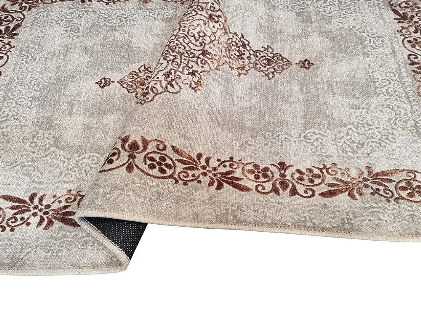 Tapis de salon 80x150 cm Polyester Baroque Beige