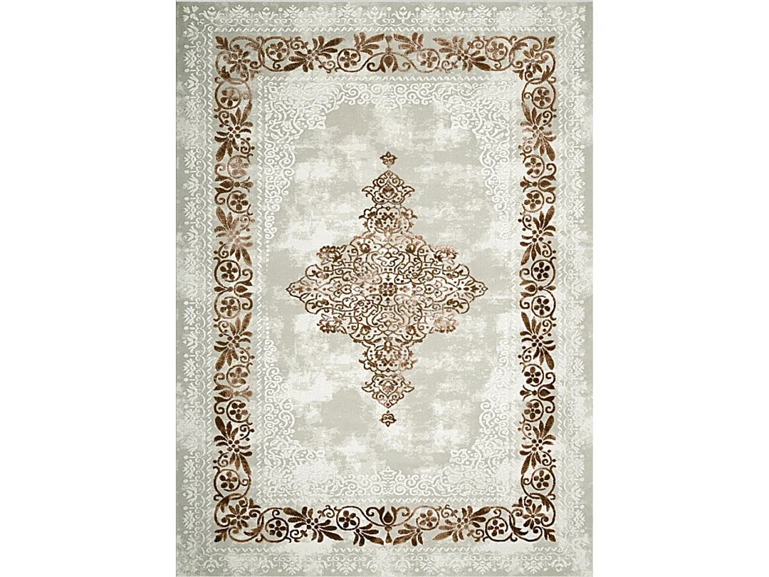 Tapis de salon 80x150 cm Polyester Baroque Beige