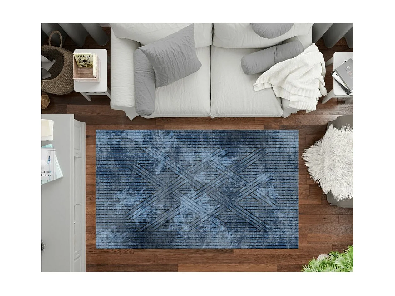 Tapis de salon 200x300 cm Polycoton Fisun Bleu