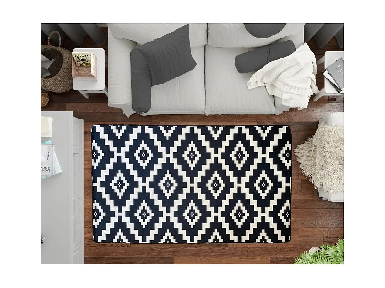Tapis de salon 160x230 cm Polyester Black And White Scan