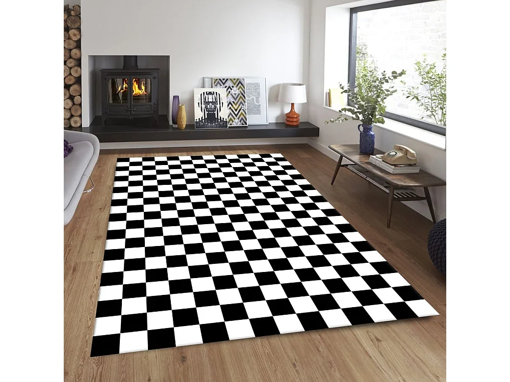 Tapis de salon 120x180 cm Polyester Damier