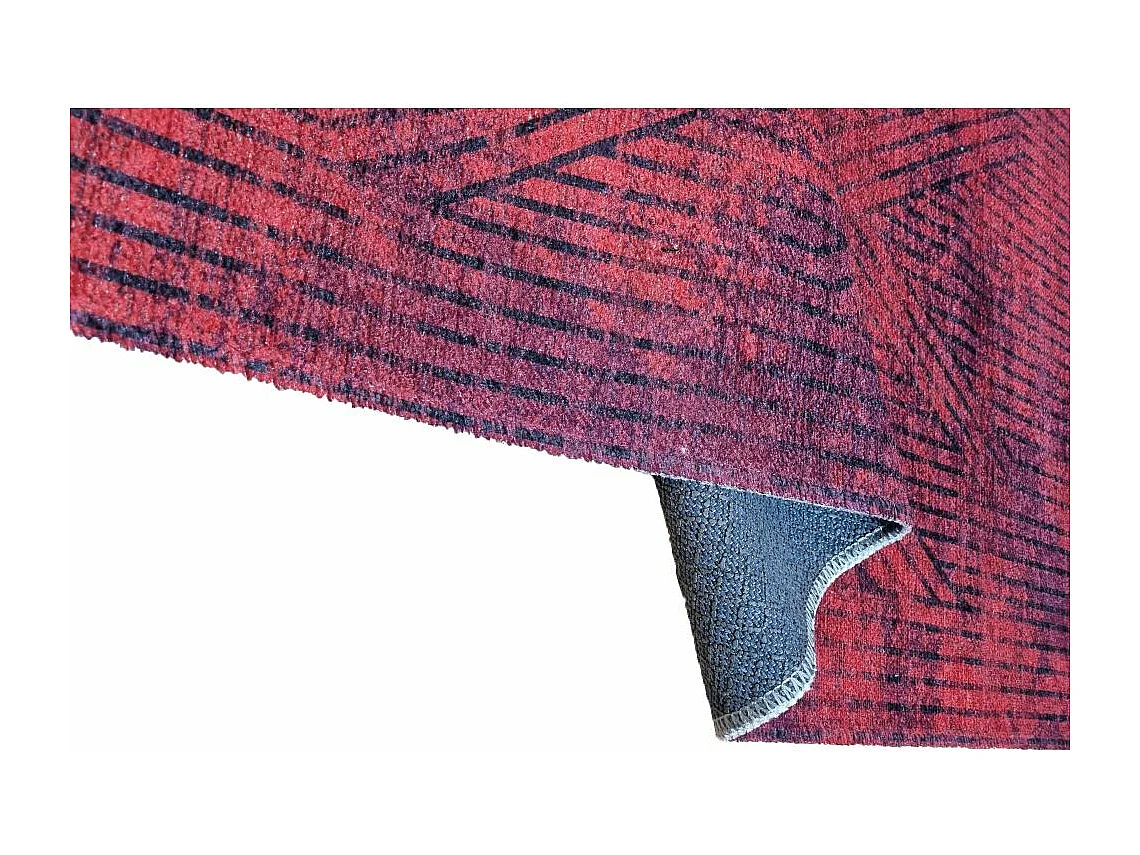 Tapis de salon 80x150 cm Polycoton Fisun Rouge