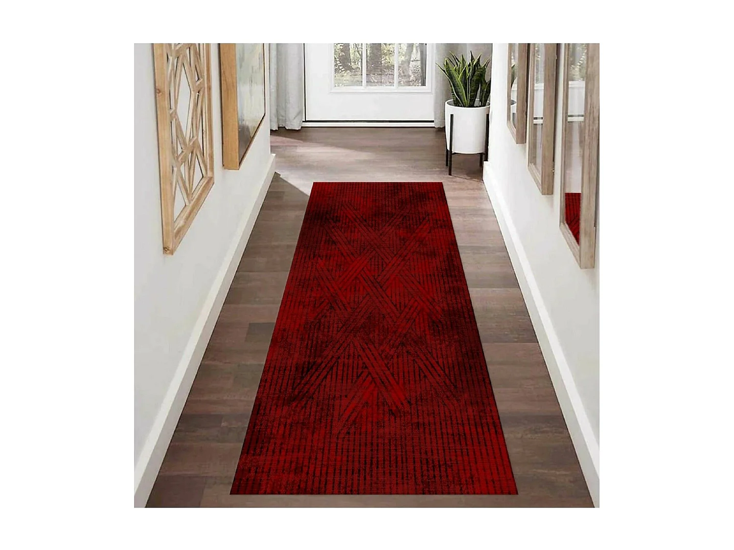 Tapis de salon 80x150 cm Polycoton Fisun Rouge