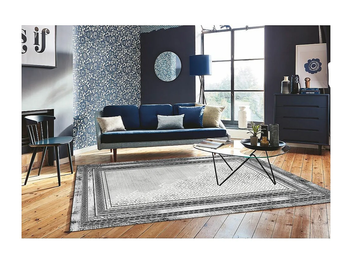 Tapis de salon 160x230 cm Polycoton Najat Gris