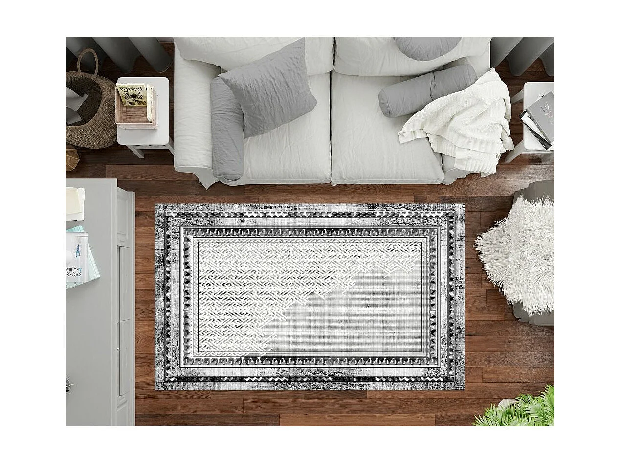 Tapis de salon 160x230 cm Polycoton Najat Gris