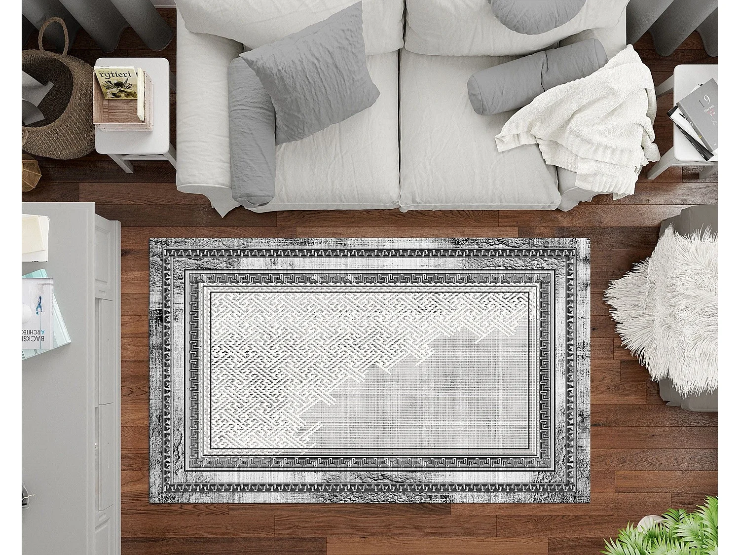 Tapis de salon 160x230 cm Polycoton Najat Gris
