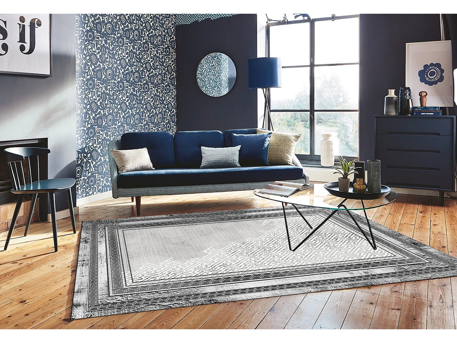 Tapis de salon 160x230 cm Polycoton Najat Gris