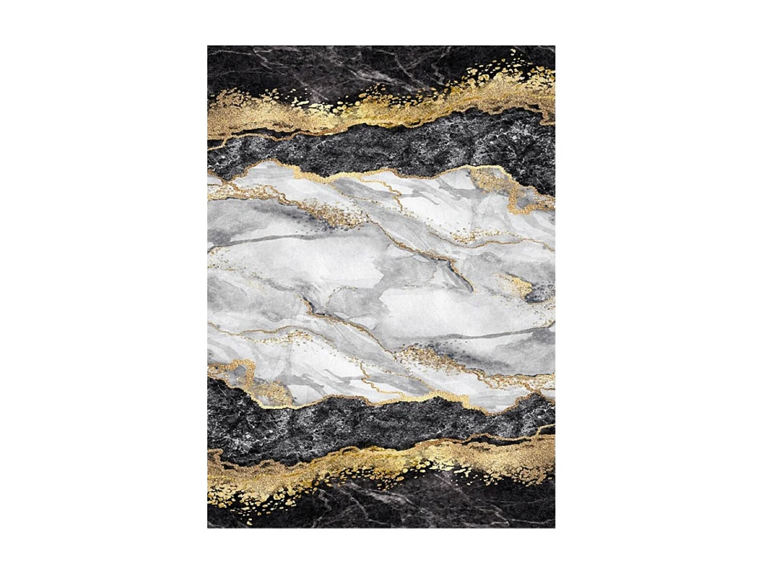 Tapis de salon 80x150 cm Polyester Gold Noir