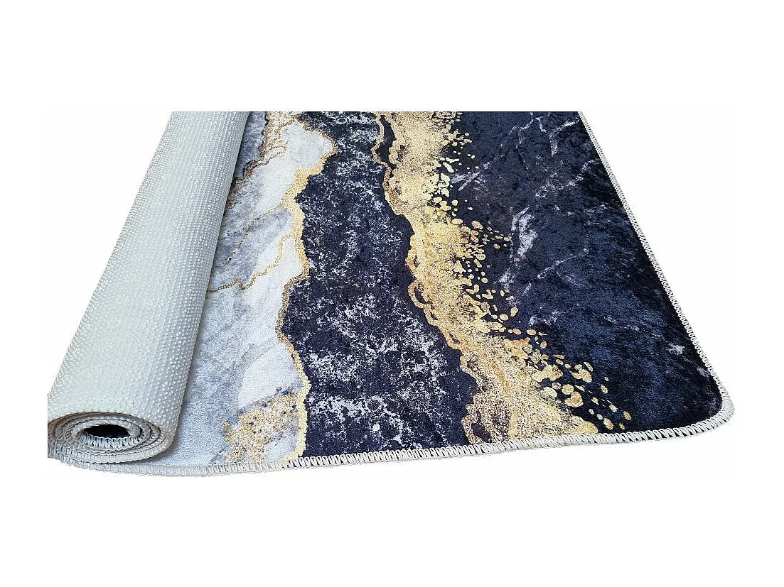 Tapis de salon 80x150 cm Polyester Gold Noir