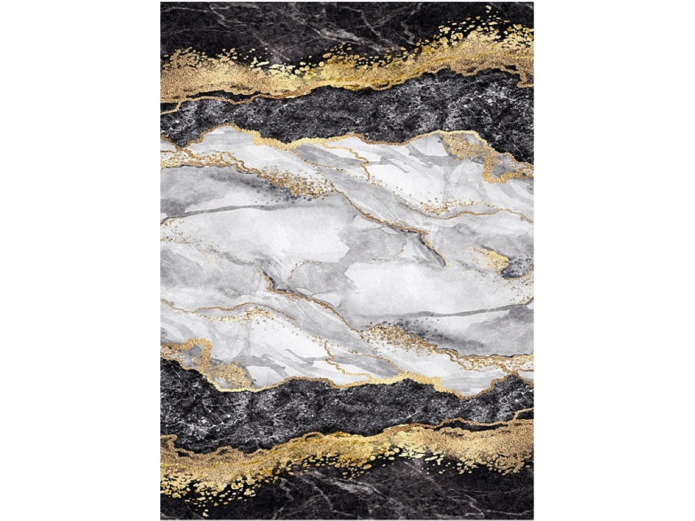 Tapis de salon 80x150 cm Polyester Gold Noir